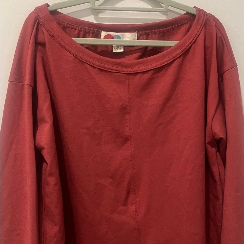 FREE PEOPLE FP Beach‎ Pullover Long Sleeve Rust Oversized Top size small NWOT